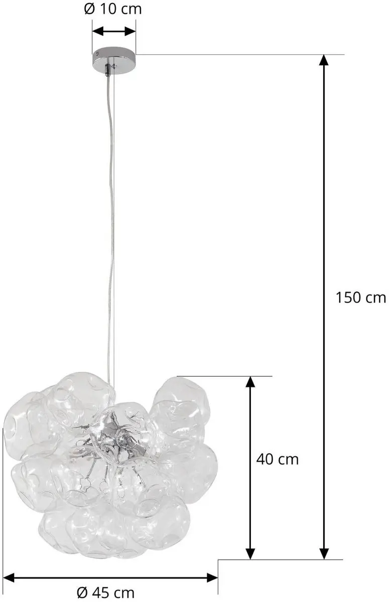 Lucande Hanglamp 5-lichts Glas 40cm G9 - Transparant/Chroom