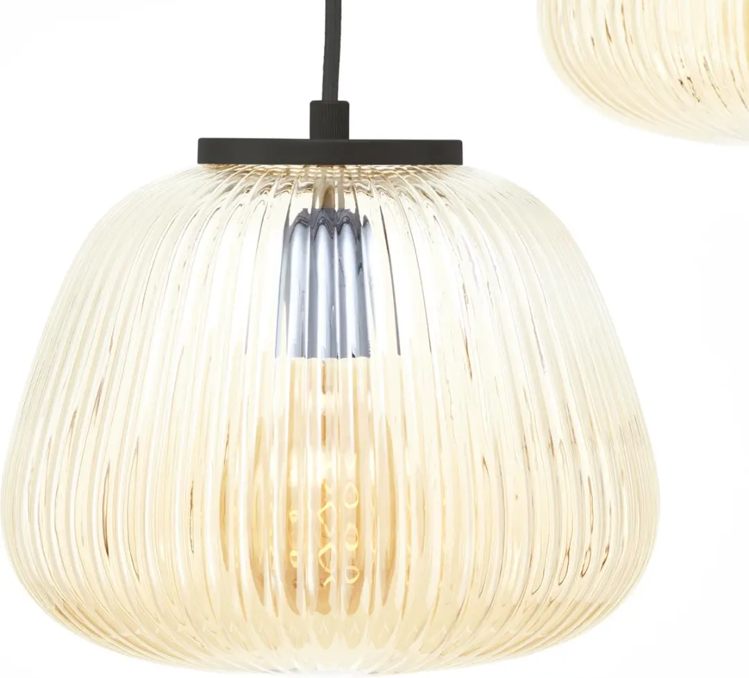 Brilliant Kaizen Hanglamp 3-lichts - Glas - Amber/Zwart