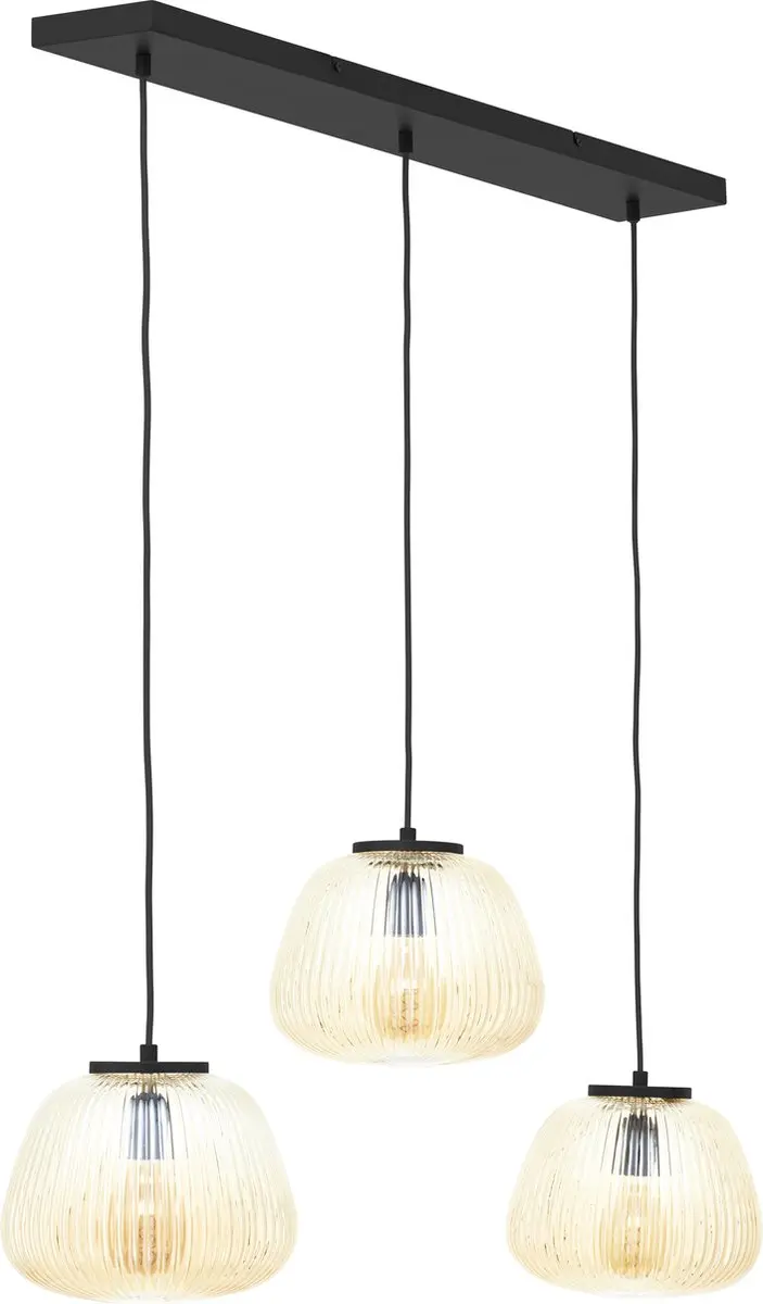 Brilliant Kaizen Hanglamp 3-lichts - Glas - Amber/Zwart