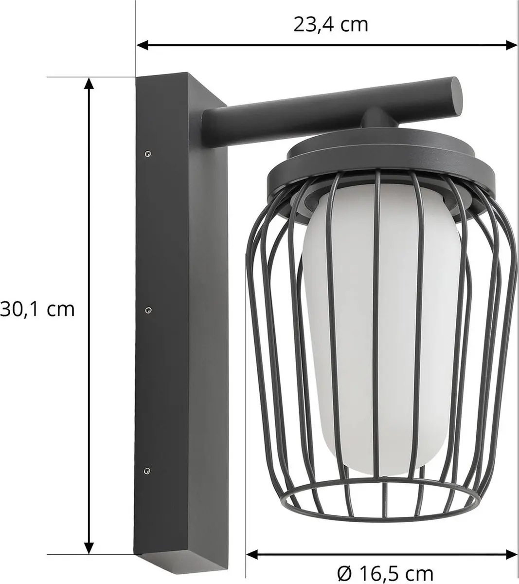 Lucande Wandlamp Buiten 1 Lichtpunt E27 - 30.1cm - Donkergrijs