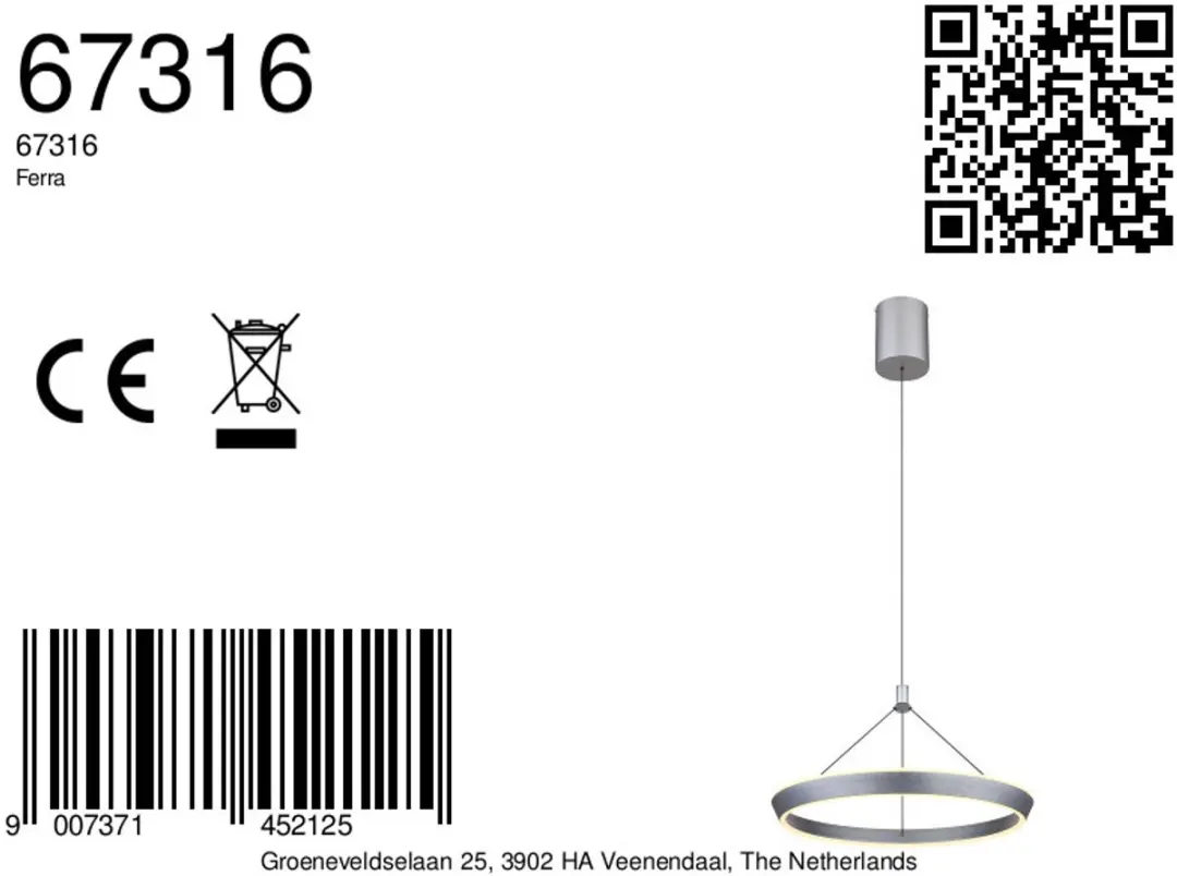 Globo Ferra Hanglamp - Ø50cm - Grijs