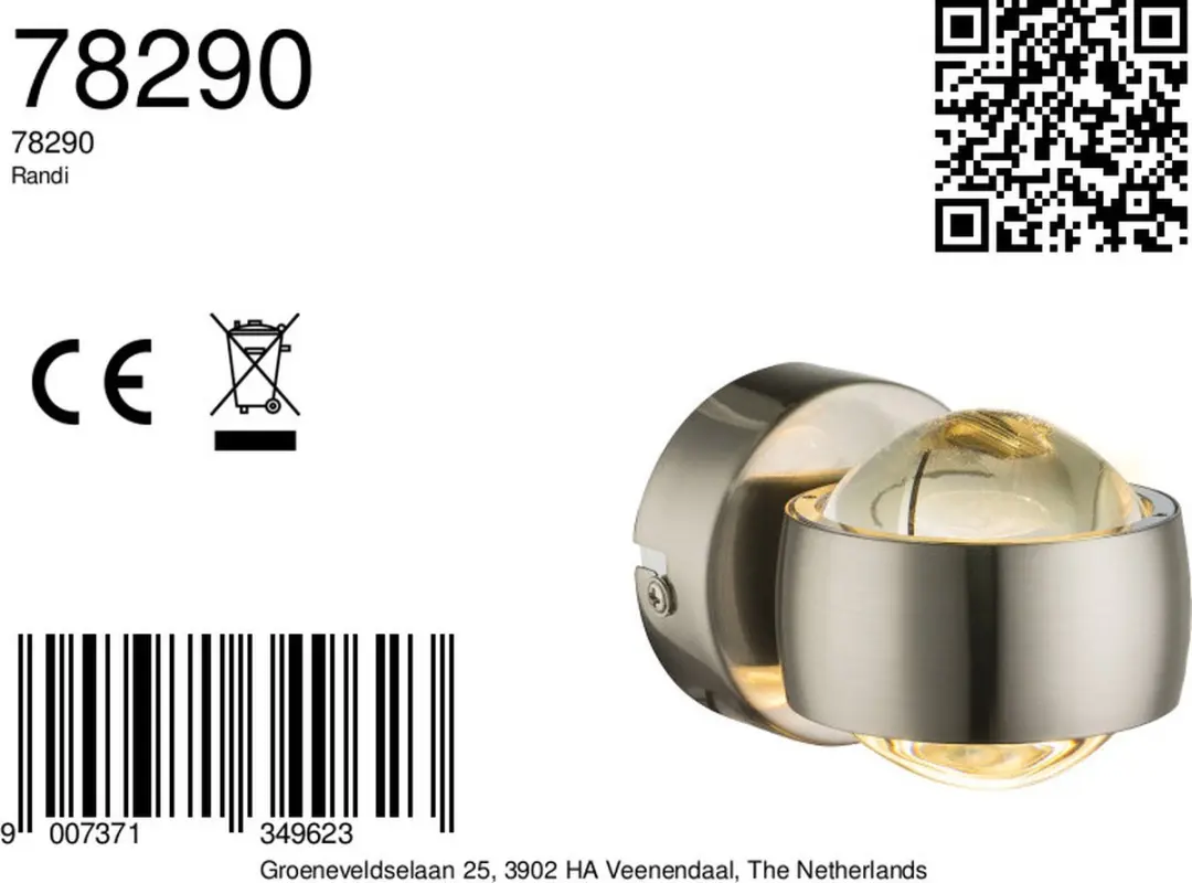 Globo Randi Wandlamp Nikkel - 2 Lichtpunten Ø8cm LED