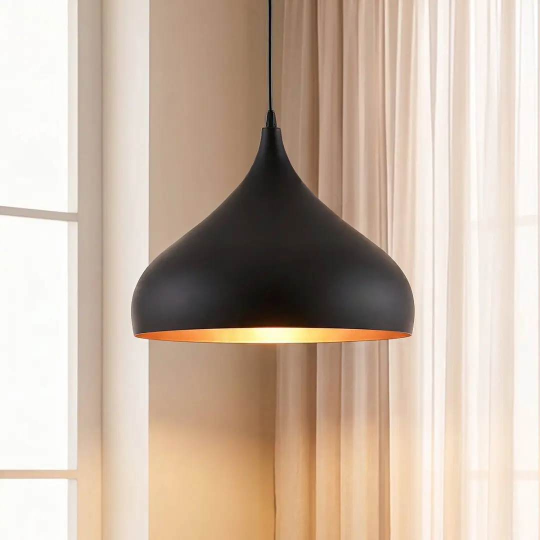 Lindby Hanglamp Aluminium 1 Licht E27 - Zwart/Goud