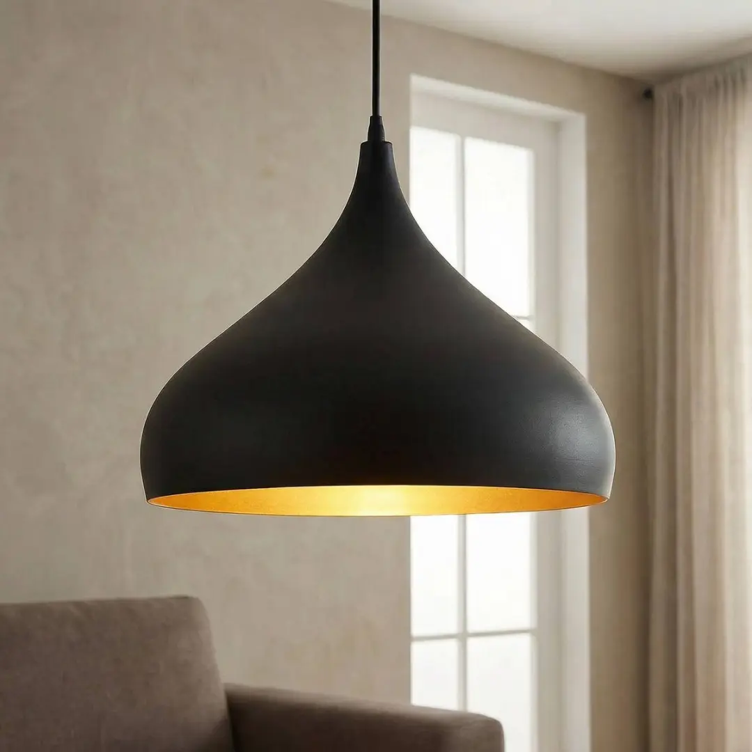 Lindby Hanglamp Aluminium 1 Licht E27 - Zwart/Goud