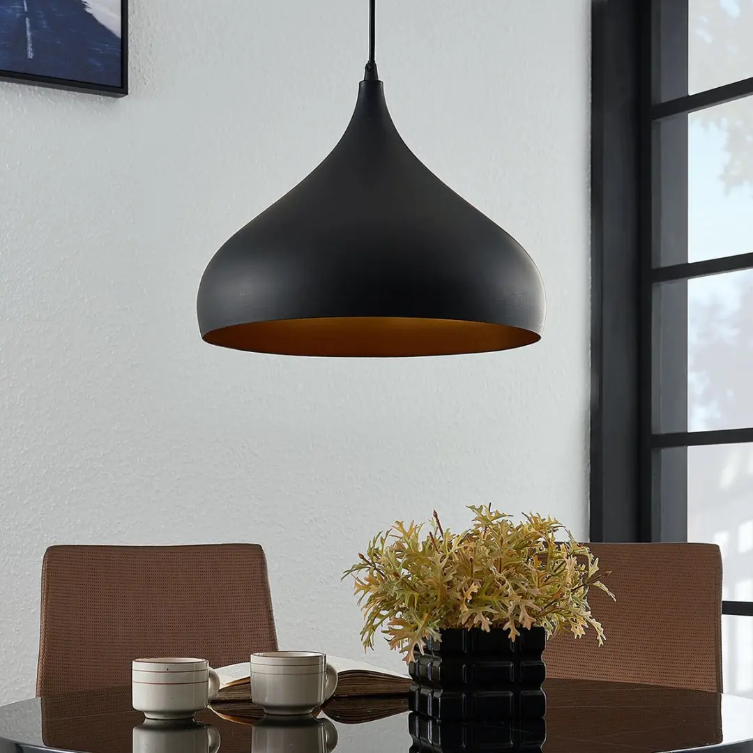 Lindby Hanglamp Aluminium 1 Licht E27 - Zwart/Goud