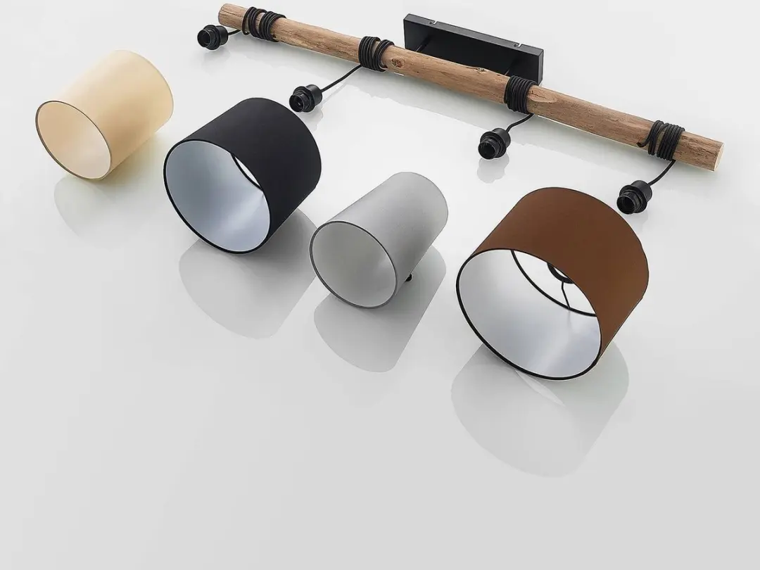 Lindby Hanglamp 4-lichts - Natuurlijk hout/Zwart/Grijs/Beige/Bruin