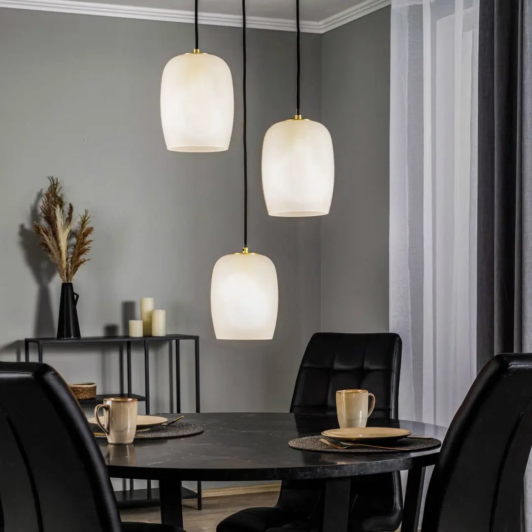 Lucande Hanglamp 3-Lichts G9 - Messing/Zandwit