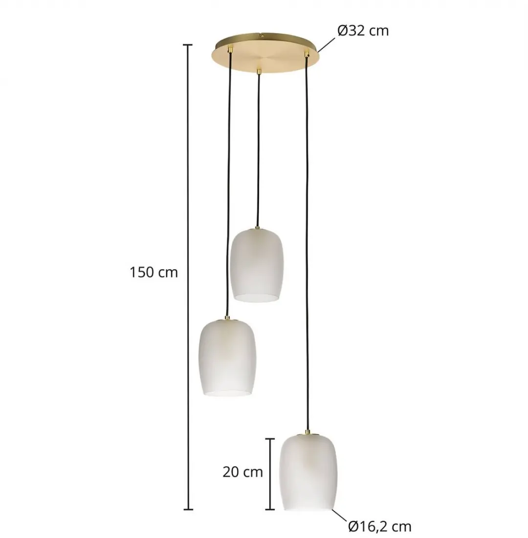 Lucande Hanglamp 3-Lichts G9 - Messing/Zandwit