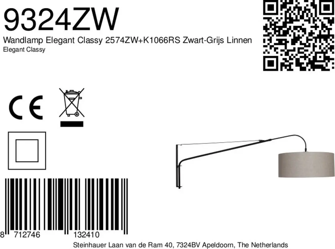 Steinhauer Elegant Classy 9324ZW Wandlamp - Zilver - afbeelding 6 van 6