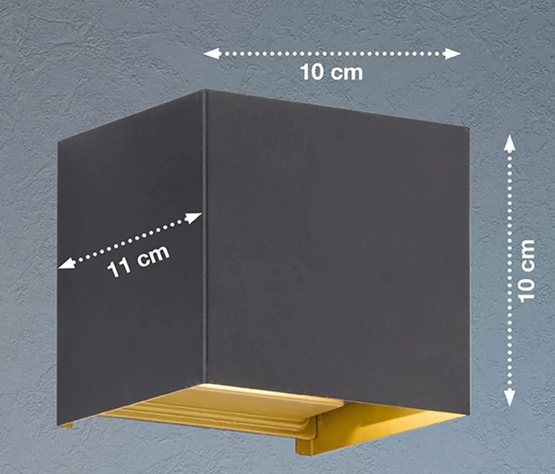 Fischer & Honsel Thore Wandlamp IP44 - 2x LED 540lm 3000K Zwart/Goud