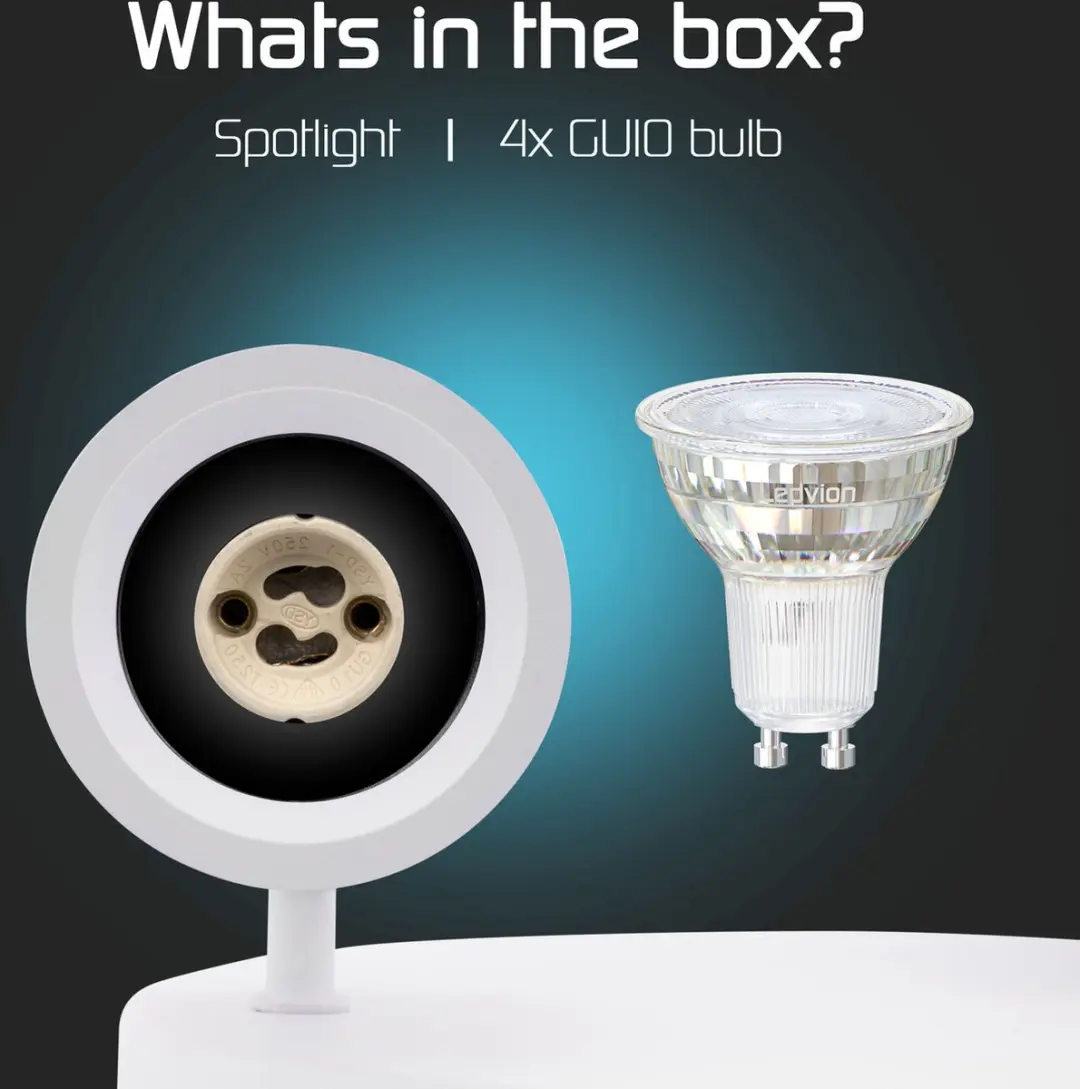 LEDVION LED Plafondspot 4x3W 2700K GU10 - Wit