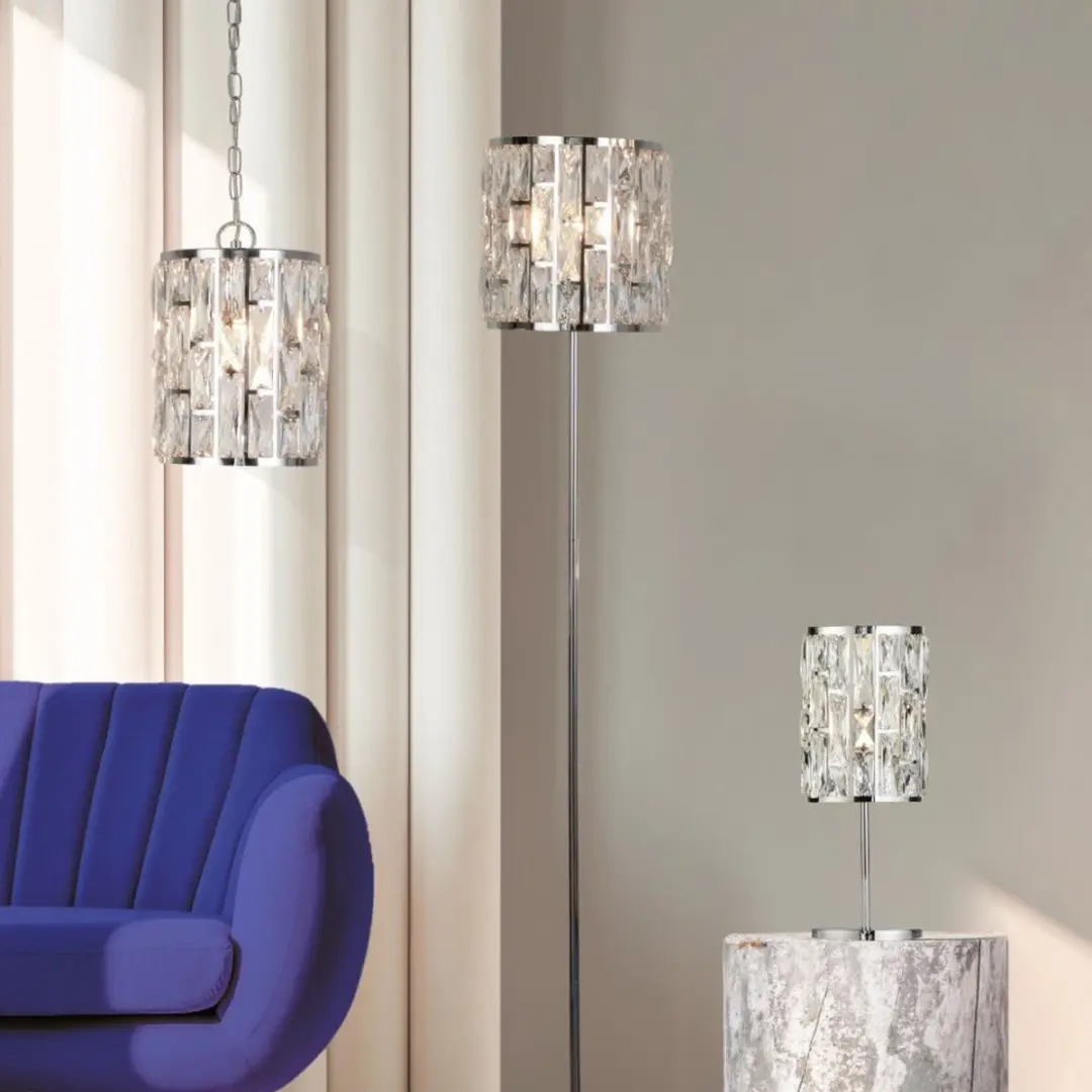 Searchlight Bijou Pendel Hanglamp - Kristal Chroom