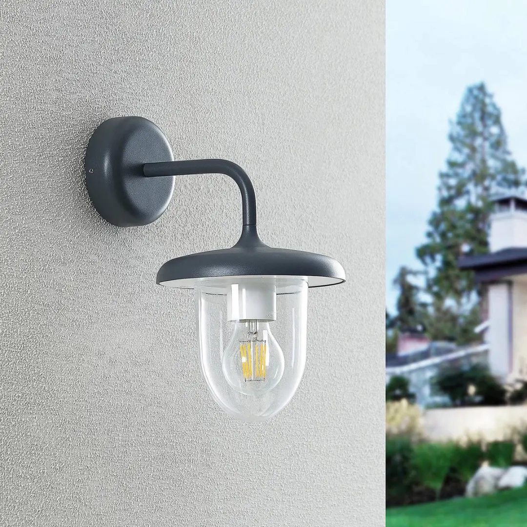 PRIOS Wandlamp Buiten 1 Licht E27 - Donkergrijs