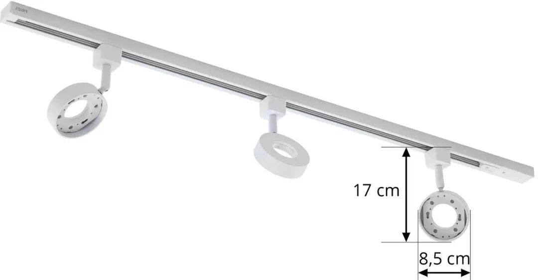 PRIOS Aluminium Railsysteem 3-lichts GX53 - 17cm - Wit