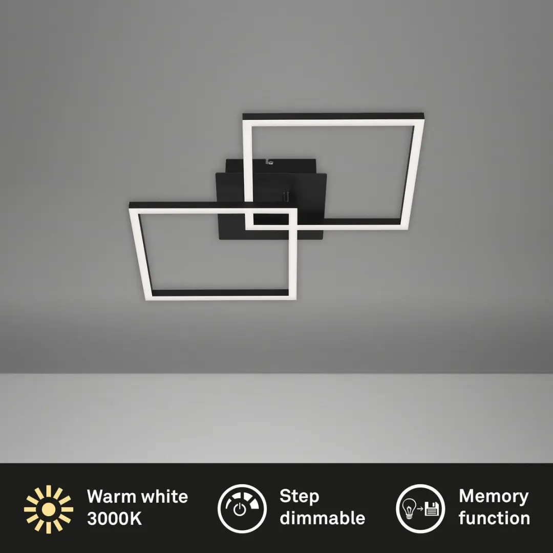 Briloner LED Plafonnière 24W - 1.800 Lumen - 3.000K - Zwart
