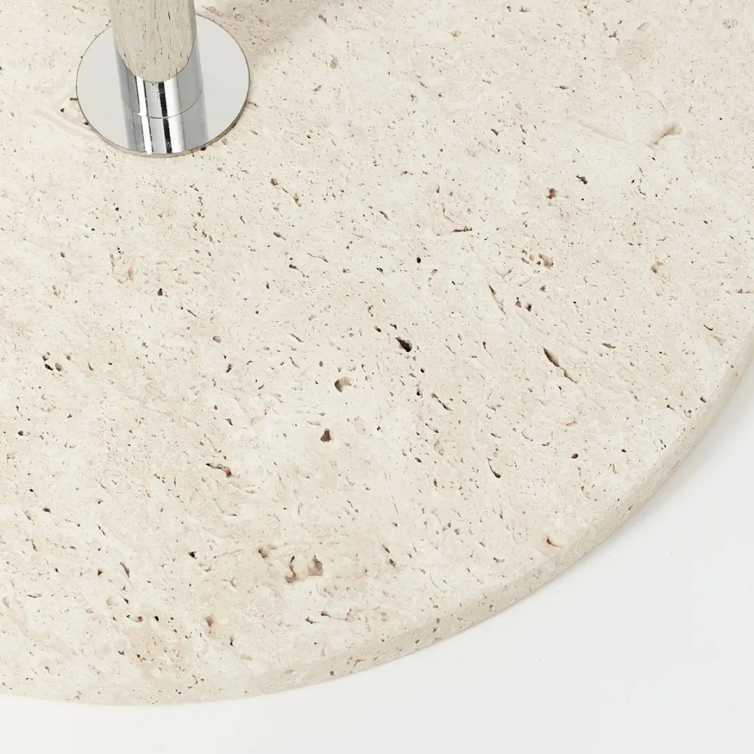 Brilliant Paddenstoel Vloerlamp Travertijn 150x40cm - E27 Chroom/Beige - afbeelding 6 van 6