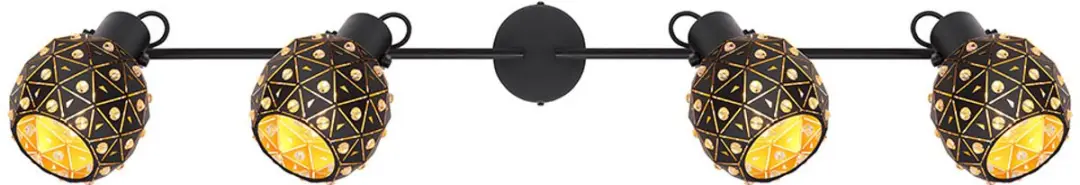 Globo Plafondlamp Kristallen 4xE27 Zwart - 90cm