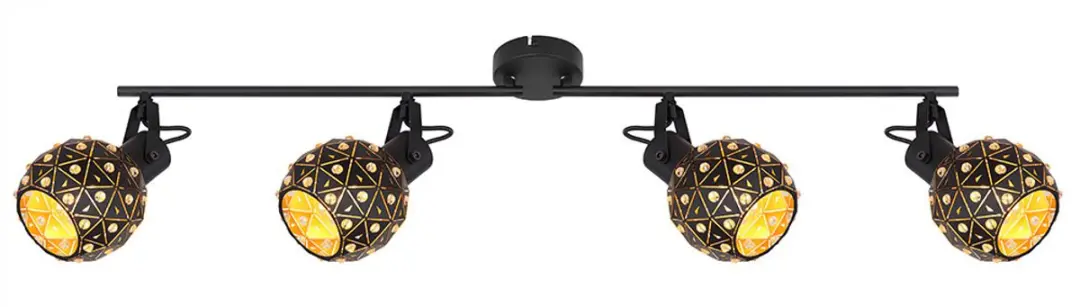 Globo Plafondlamp Kristallen 4xE27 Zwart