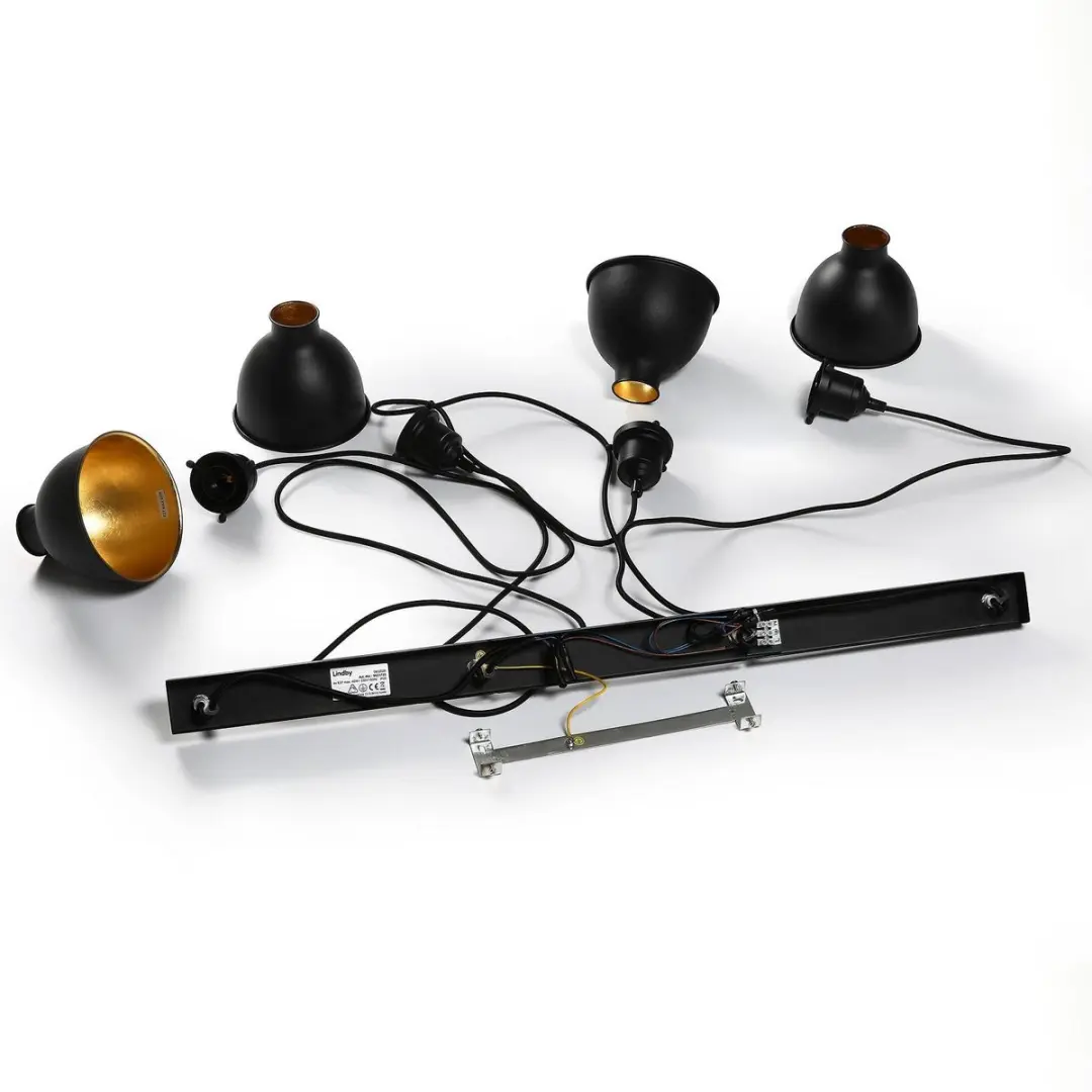 Lindby Hanglamp 4-lichts Metaal - Zwart/Goud