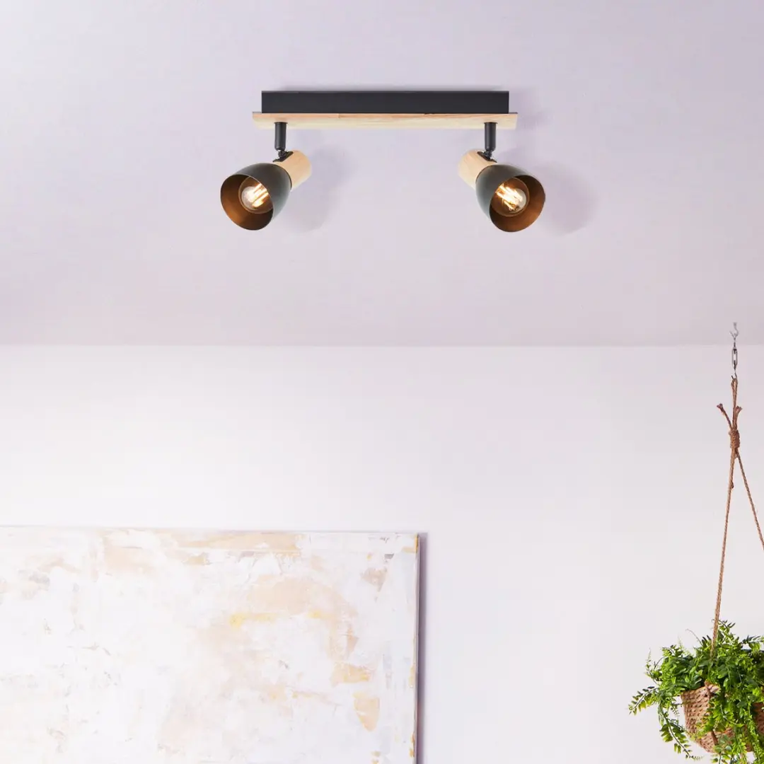 Brilliant Daintree Spot Bar Lamp 2x28W - Zwart/Bruin