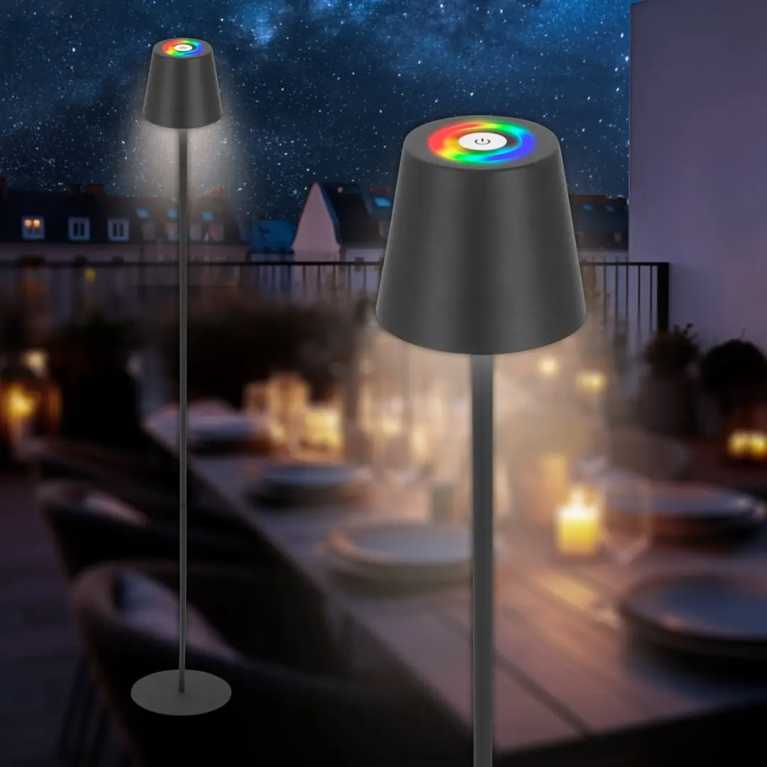 Briloner Oplaadbare RGB Vloerlamp - Zwart