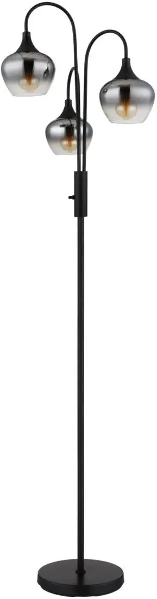 Globo Maxy Vloerlamp 165cm - Matt zwart - 3x Smoked E27