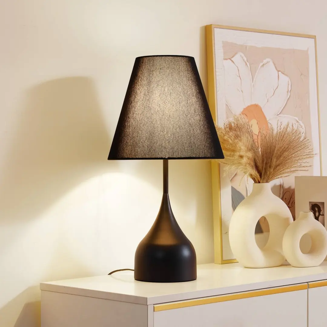 Lucande Tafellamp 1 Licht Metaal - 57cm - E27 - Zwart/Wit