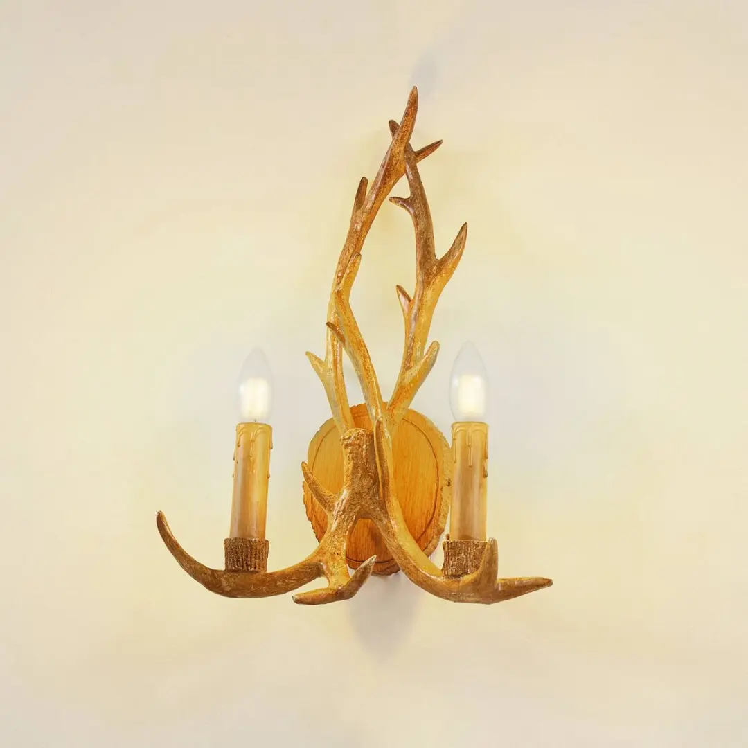 Lindby Wandlamp 2 Lichtpunten E14 - 47cm - Bruin Rustiek