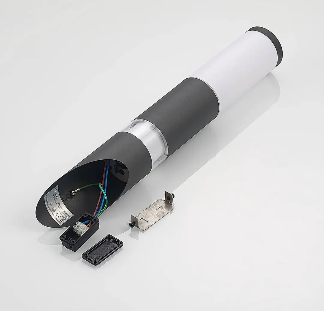 Lindby Wandlamp Buiten Aluminium 1 Licht E27 - Donkergrijs/Opaalwit