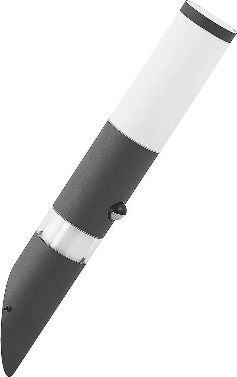 Lindby Wandlamp Buiten Aluminium 1 Licht E27 - Donkergrijs/Opaalwit