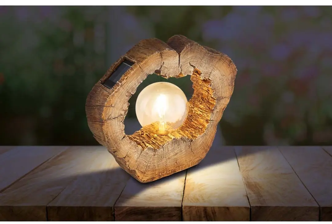 Globo Solarlamp Boomschijf LED Warm Wit - 3000K - Bruin