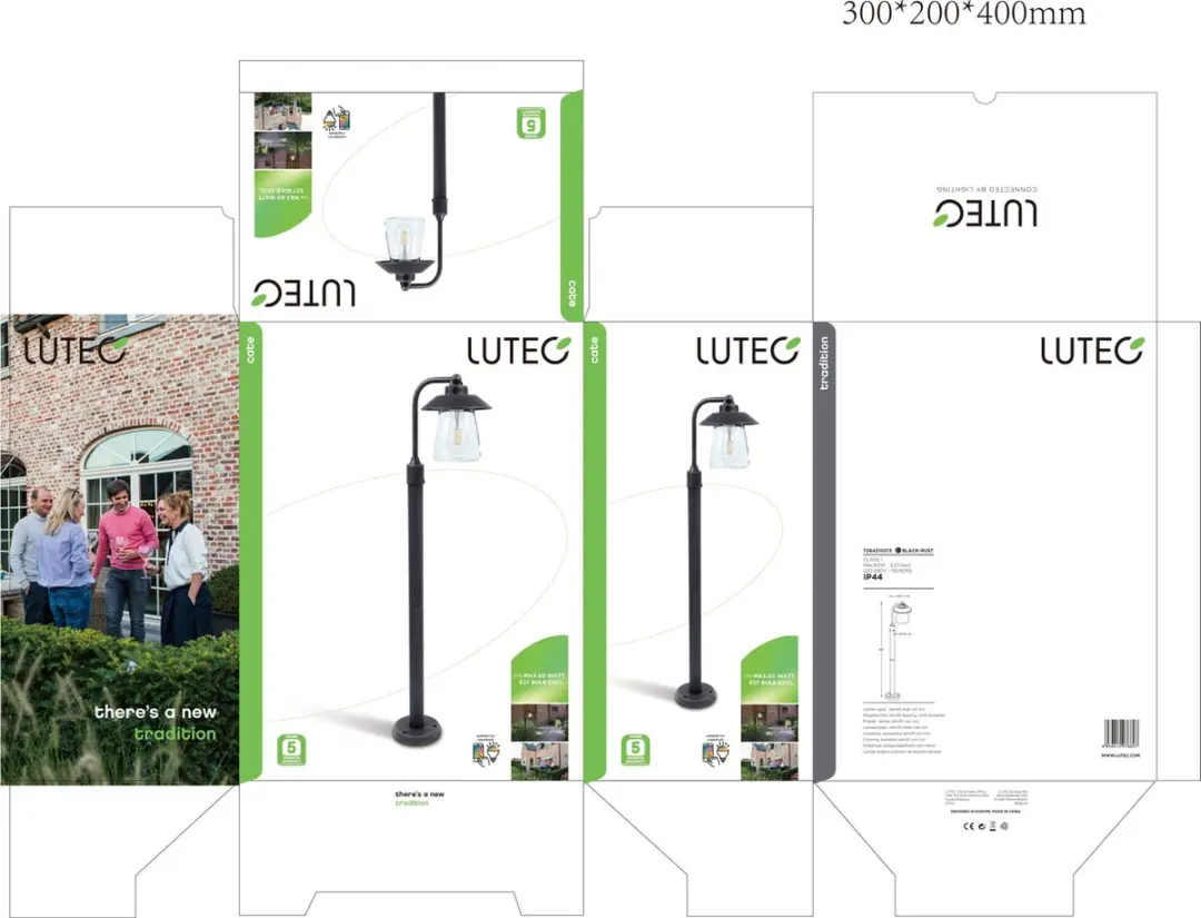 Lutec Cate Sokkellamp E27 - Mat roest