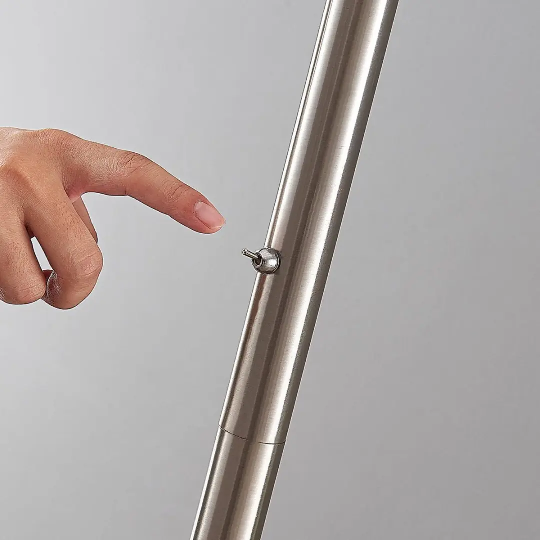 Lindby Vloerlamp Metaal Glas 180cm - E27 - Nikkel/Wit