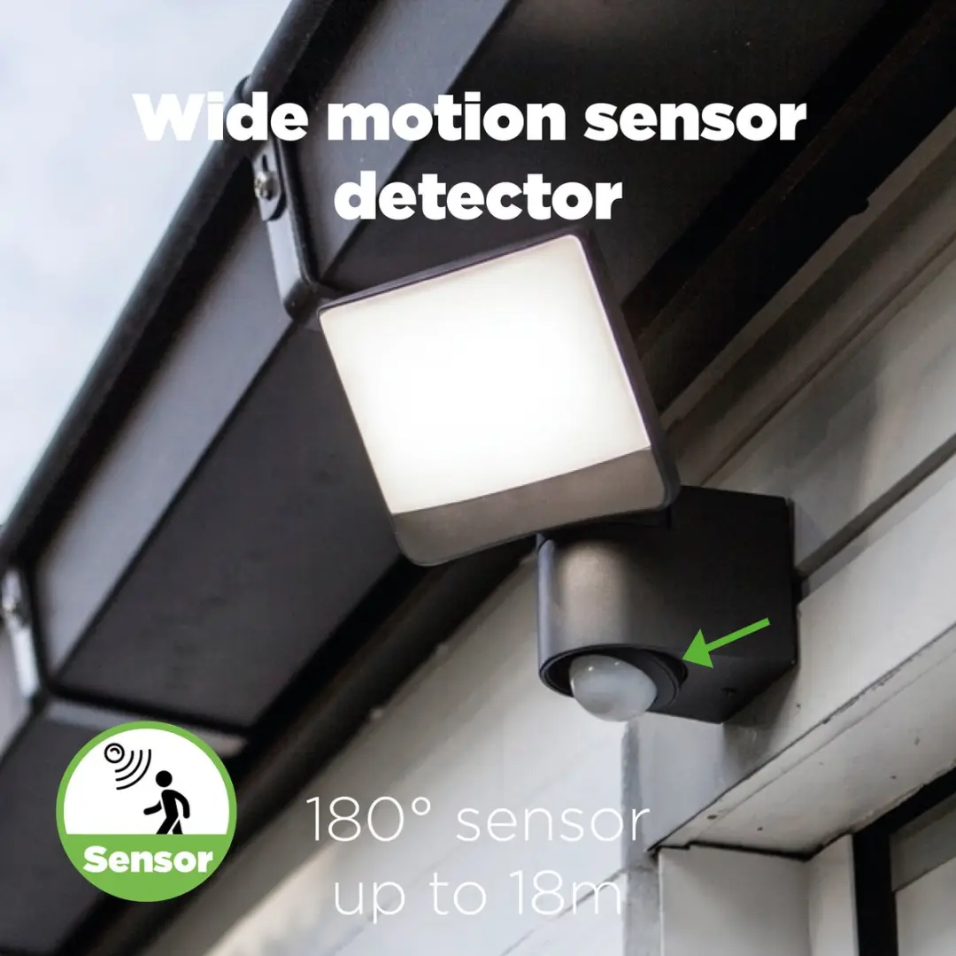 Lutec Sunshine LED Wandlamp Buiten - 800 Lm - PIR Sensor - Donkergrijs