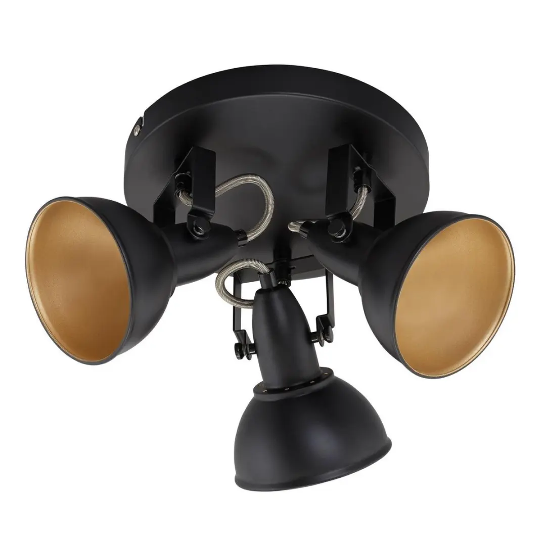 Briloner Soft Plafondspot - 3x E14 Ø21cm - Zwart-Goud