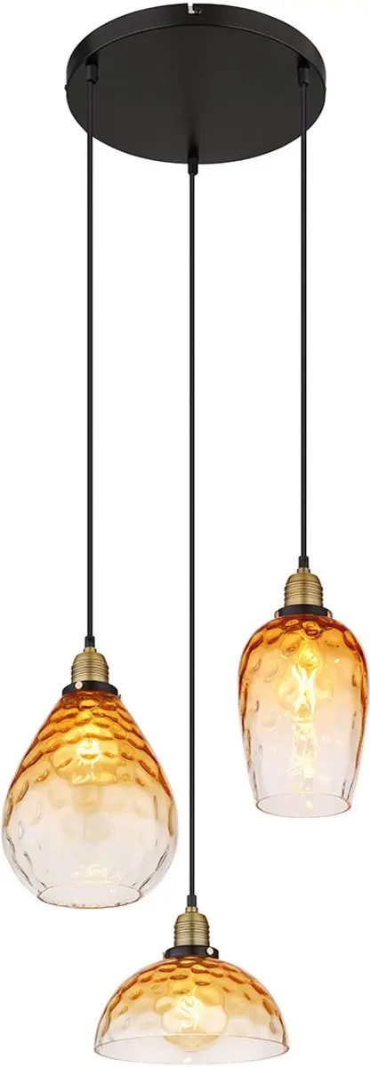 Globo Salvy Hanglamp - 3x Ø46cm - Amberkleurig - E27