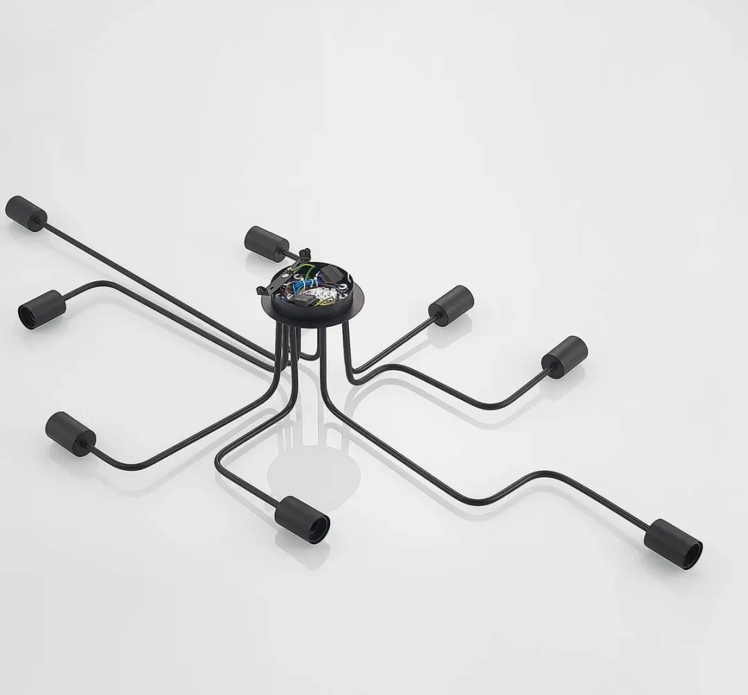Lindby Plafondlamp 8-Lichts E27 - Zwart