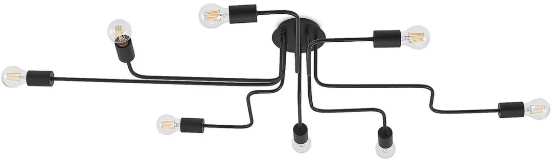 Lindby Plafondlamp 8-Lichts E27 - Zwart