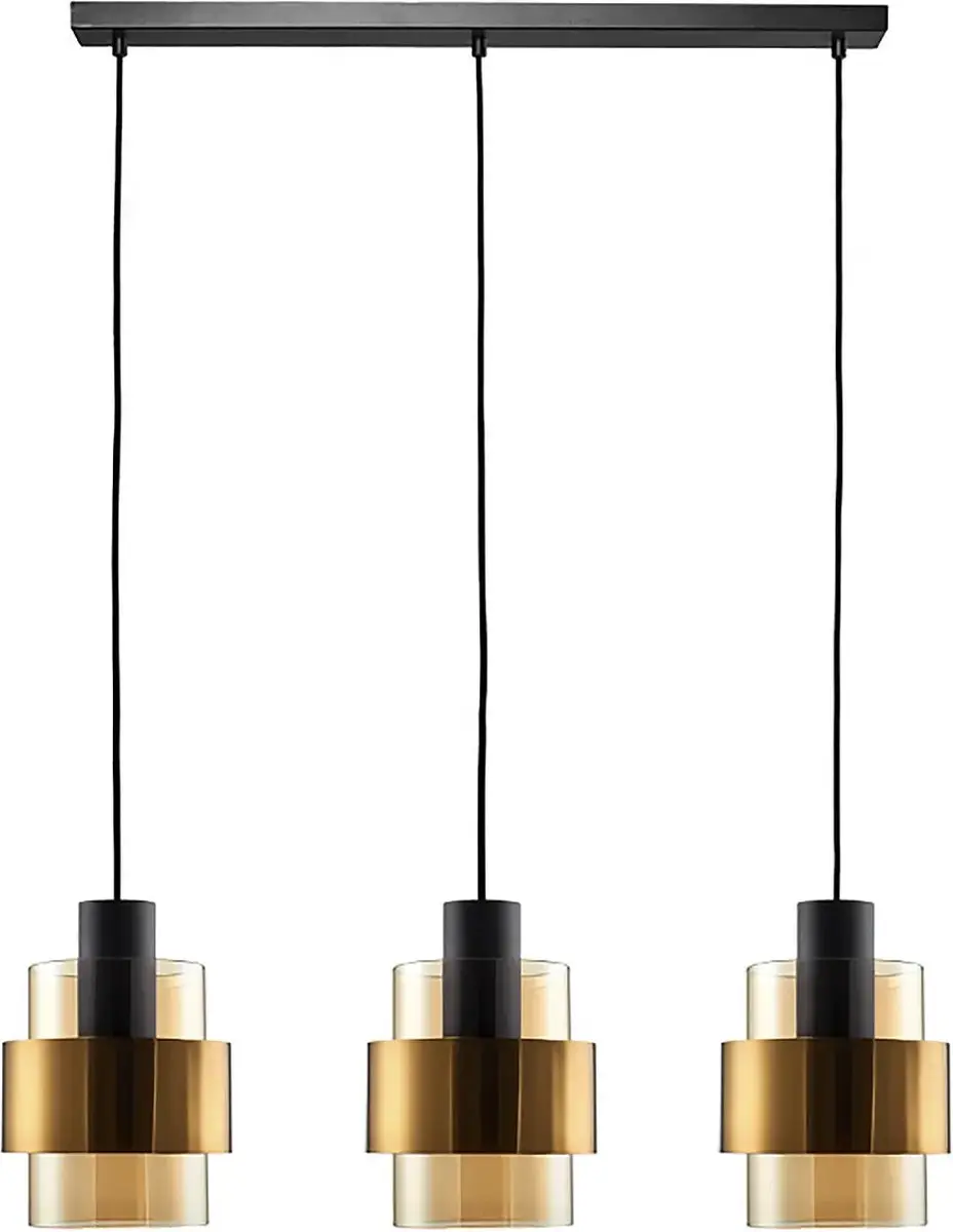 Freelight Hanglamp Chiasso 3 L100cm - Zwart/Goud
