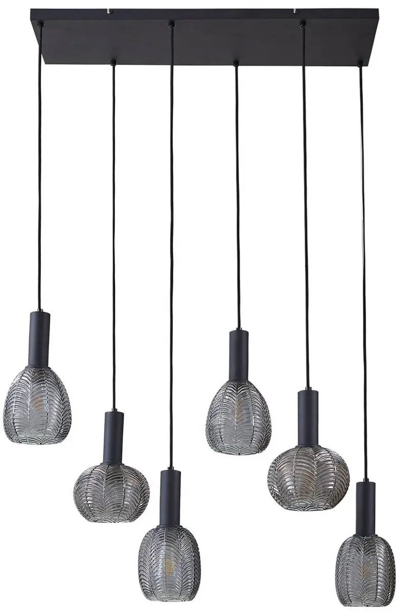 Lindby Hanglamp 6-Lichts E27 Rookgrijs/Zwart