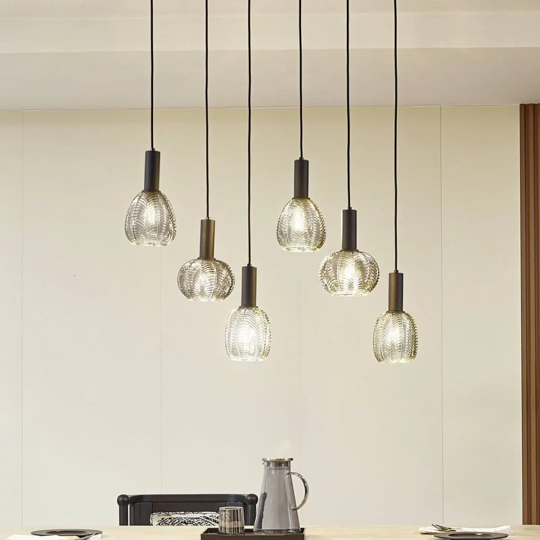 Lindby Hanglamp 6-Lichts E27 Rookgrijs/Zwart