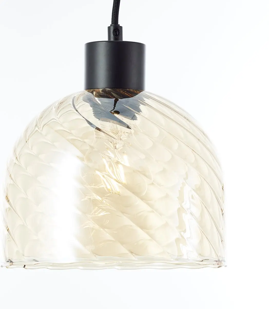 Brilliant Casto Hanglamp 3x25W - Zwart Amber