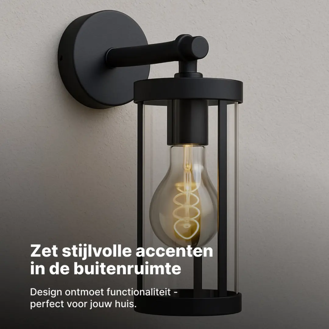 Brilliant Sidney Buiten Wandlamp E27 20W - Zwart