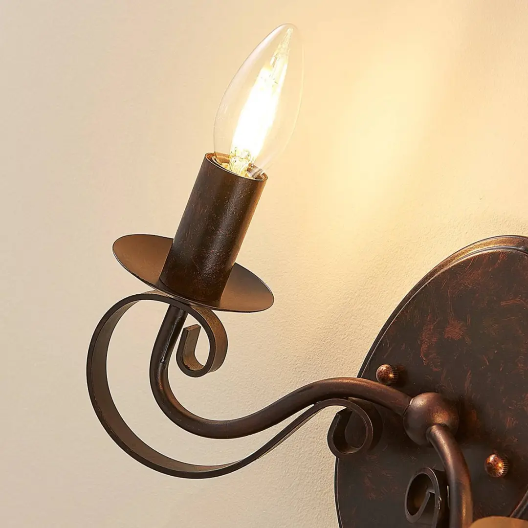 Lucande Wandlamp Metaal 2 Lichtpunten E14 - 17.8cm - Roestbruin