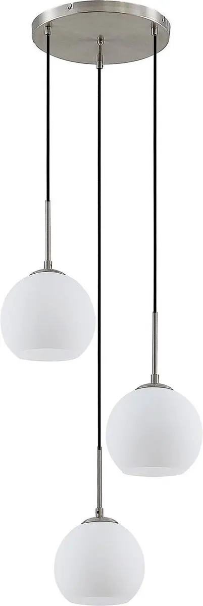 Lindby Hanglamp 3-Lichts - Staal/Glas - Ø32cm
