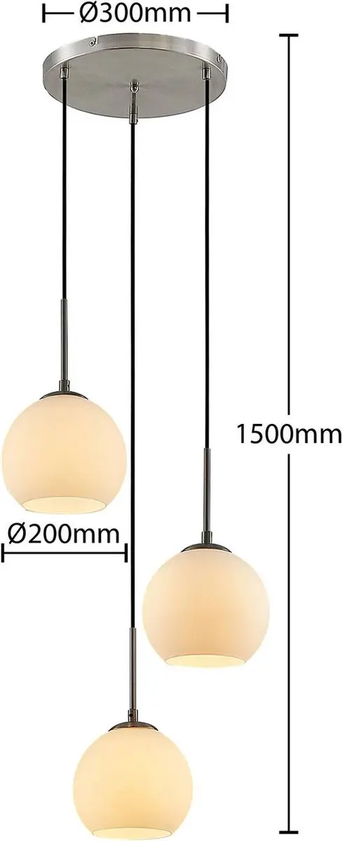 Lindby Hanglamp 3-Lichts - Staal/Glas - Ø32cm