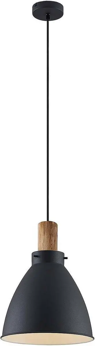 Lindby Hanglamp IJzer Eucalyptushout 28cm