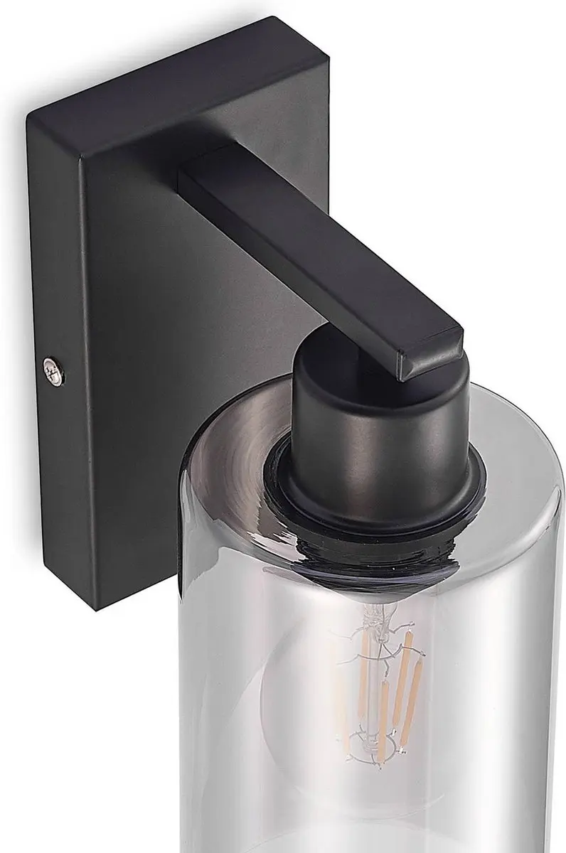 Lindby Wandlamp 1 Licht E27 - Zwart/Rookgrijs