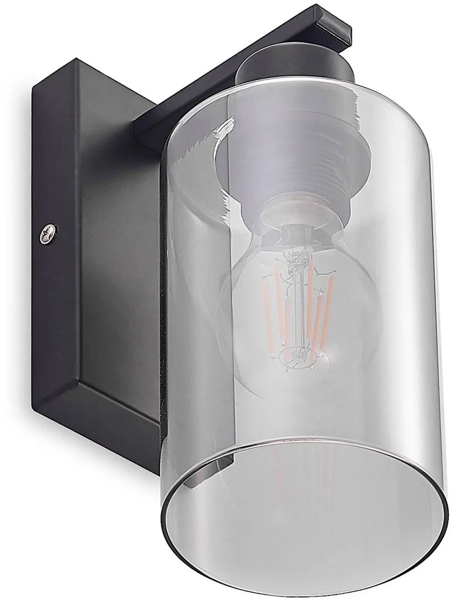 Lindby Wandlamp 1 Licht E27 - Zwart/Rookgrijs