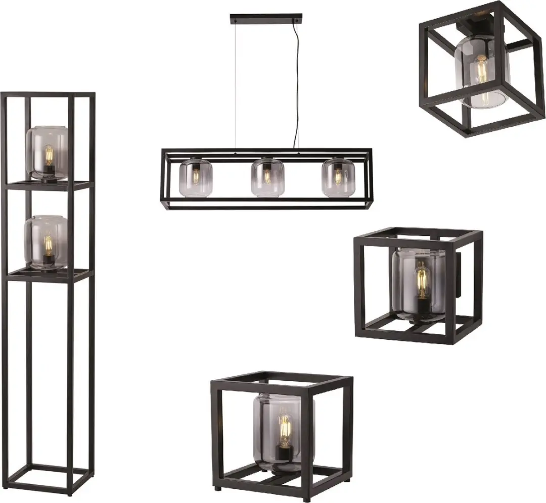 Freelight Dentro 3 Hanglamp - 110cm Rookglas Zwart